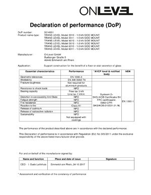 Declaration of performance